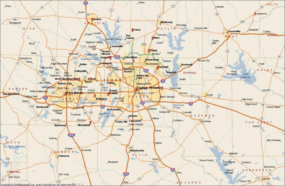 Далас / Форт Ворт метроплекс мапи