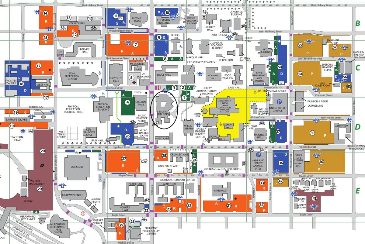 Универзитет Северног Тексаса мапи Даллас